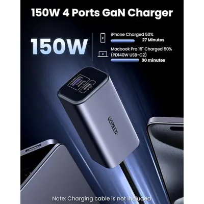 image of UGREEN EC706 (35571) 150W 4-Port GaN Fast Car Charger with Spec and Price in BDT