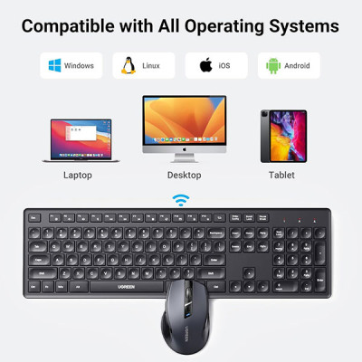 image of Ugreen MK006 (35740) Wireless Keyboard and Mouse Combo with Spec and Price in BDT