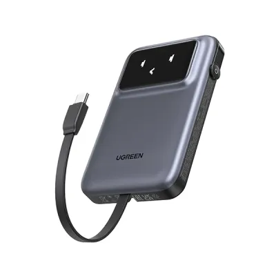 image of UGREEN PB511 (35603B) 30W 10000mAh Power Bank with Built-in Cable - Black with Spec and Price in BDT