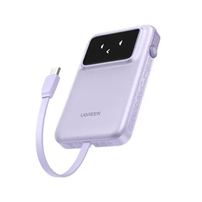 image of UGREEN PB511 (35604B) 30W 10000mAh Power Bank with Built-in Cable - Purple with Spec and Price in BDT