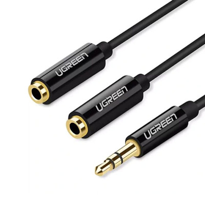 image of UGREEN AV134 (20816) 3.5mm Male to 2 Female Audio Cable 20cm (Black) with Spec and Price in BDT