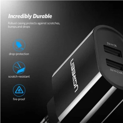 image of UGREEN CD104 (20383) Dual USB Wall Charger 3.4A EU  with Spec and Price in BDT