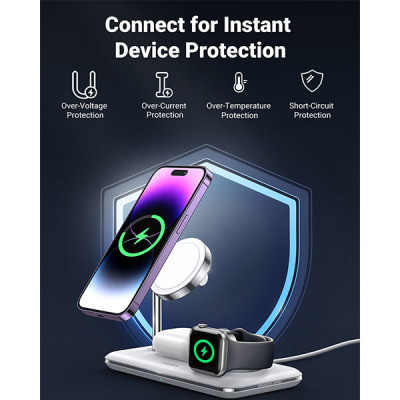 image of UGREEN CD278 (90326) 3-In-1 25W MagSafe Wireless Charging Station with Spec and Price in BDT