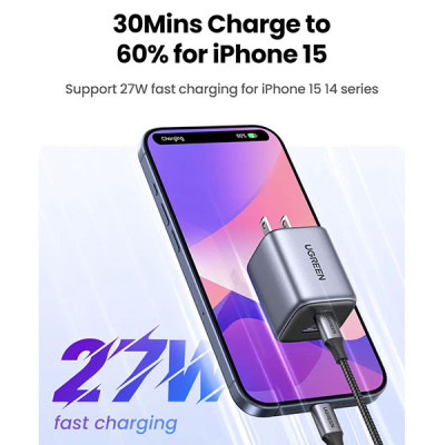 image of UGREEN CD350 (15538) Nexode 35W 2-Port GaN Fast Charger - US Plug with Spec and Price in BDT