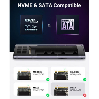 image of UGREEN CM400 (90264) 10Gbps M.2 NVMe/SATA SSD Enclosure with Spec and Price in BDT
