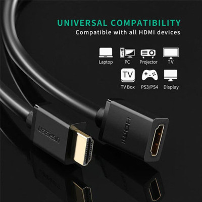 image of UGREEN HD107 (10140) HDMI Male to Female Cable - 0.5M with Spec and Price in BDT