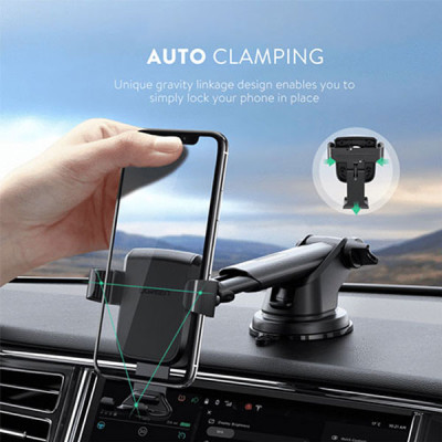image of UGREEN LP200 (60990) Gravity Phone Holder with Suction Cup (Black) with Spec and Price in BDT