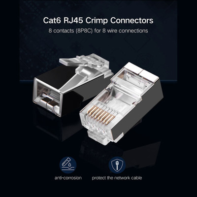 image of UGREEN NW111 (50248) Cat 6 Shielded Crystal Head - 100 Pack with Spec and Price in BDT