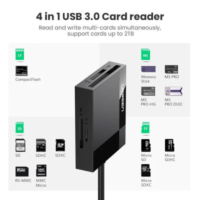 image of Ugreen CR125 (30333) 4-in-1 USB 3.0 SD/TF Card Reader with Spec and Price in BDT