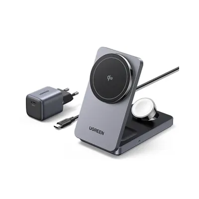 image of UGREEN W707 (45025) 3-in-1 25W Magnetic Wireless Charger with Spec and Price in BDT