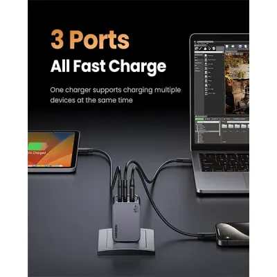 image of UGREEN X755 (25870) Nexode Pro 65W 3-Port GaN Fast Charger - US with Spec and Price in BDT