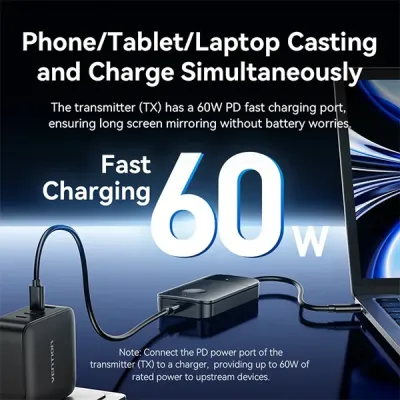 image of VENTION ADOBB Wireless USB-C to HDMI Transmitter and Receiver - Black with Spec and Price in BDT