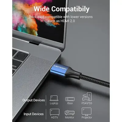 image of Vention ALGLI 8K HDMI-A Male to Male HD Cable - 3M with Spec and Price in BDT