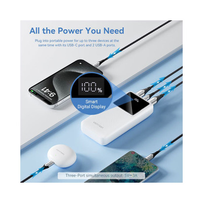 image of VENTION FHLW0 20000mAh 22.5W LED Display Power Bank with Spec and Price in BDT