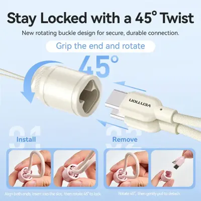 image of VENTION FKAL0-C 22.5W 10000mAh LED Display Power Bank with Built-in USB-C to C Cable - Blue with Spec and Price in BDT