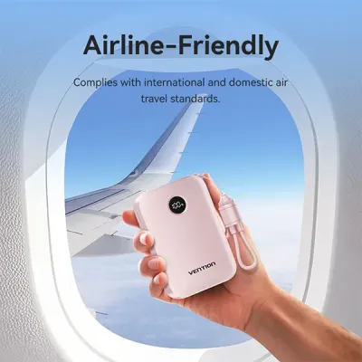 image of VENTION FKBL0-C 22.5W 20000mAh LED Display Power Bank with Built-in USB-C to C Cable - Black with Spec and Price in BDT