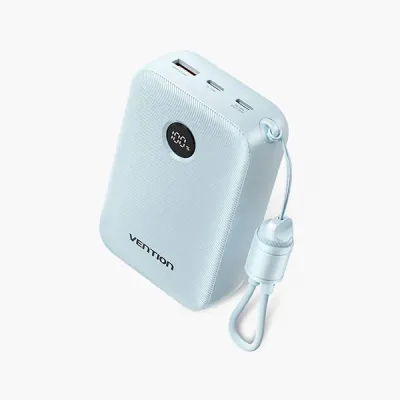 image of VENTION FKBL0-C 22.5W 20000mAh LED Display Power Bank with Built-in USB-C to C Cable - Black with Spec and Price in BDT