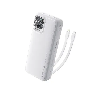 image of Vention I15WB-V2 20000mAh 22.5W LED Display Power Bank - White with Spec and Price in BDT