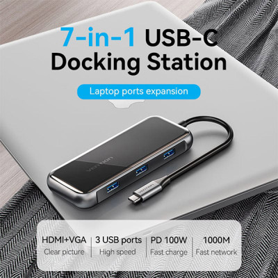 image of VENTION TFKHB Multifunction 7-in-1 Docking Station with Spec and Price in BDT