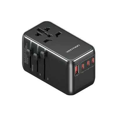 image of VENTION FJGB0 120W 4-Port USB GaN Universal Travel Adapter with Spec and Price in BDT