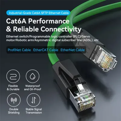 image of VENTION IBPGI Cat6A SFTP Industrial Flexible Patch Cable - 3M with Spec and Price in BDT