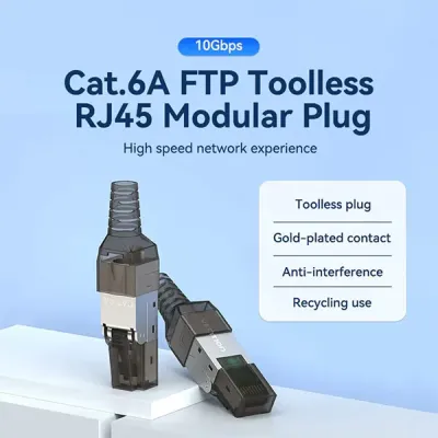image of VENTION IDIH0 Cat.6A FTP Toolless RJ45 Modular Plug with Spec and Price in BDT