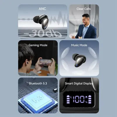 image of VENTION Tiny T13 (NBNB0) ANC True Wireless Bluetooth Earbuds - Black with Spec and Price in BDT