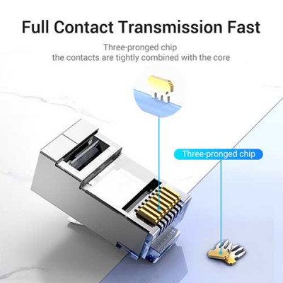 image of VENTION IDFR0-50 Cat.6A FTP RJ45 Modular Plug Transparent 50 Pack with Spec and Price in BDT