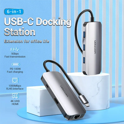 image of Vention TOHHB 6 in 1 USB Type C Docking Station with Spec and Price in BDT