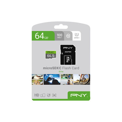 image of PNY Elite Class 10 U1 64GB microSD Memory Card with Spec and Price in BDT