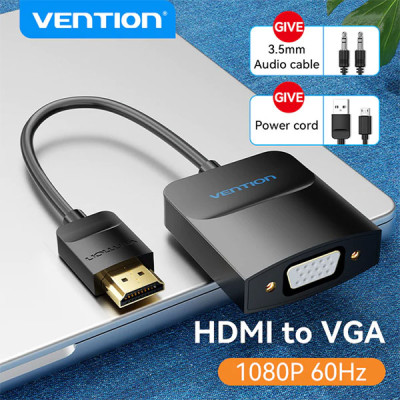 image of VENTION 42154 HDMI to VGA Converter 0.15M Black with Spec and Price in BDT
