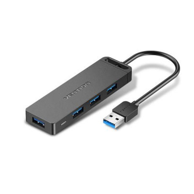 image of VENTION CHLBF 4-Port USB 3.0 Hub With Power Supply 1M Black  with Spec and Price in BDT