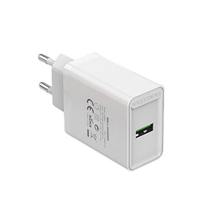 image of VENTION FABW0-EU 1-port USB Wall Charger(18W) EU-Plug White with Spec and Price in BDT