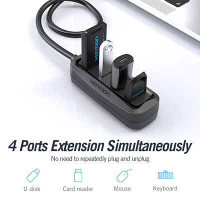 image of VENTION VAS-J43-B100 4 Port USB 2.0 Hub with Spec and Price in BDT