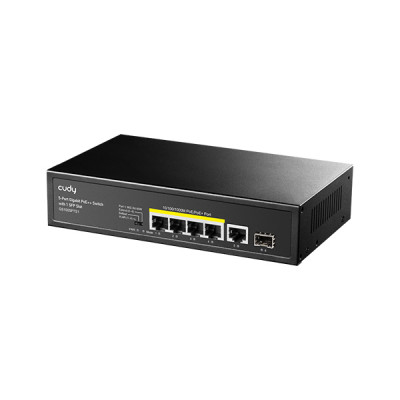 image of CUDY GS1005PTS1 - 4-Port Gigabit PoE+ Switch with 1 Gigabit RJ45 & 1 Gigabit SFP Uplink Ports with Spec and Price in BDT